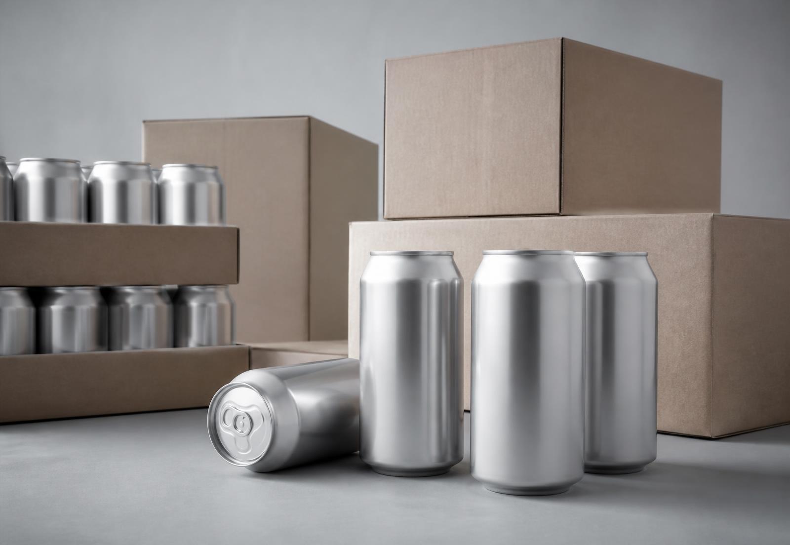 Unbranded cans and cartons representing wholesale consumer goods
